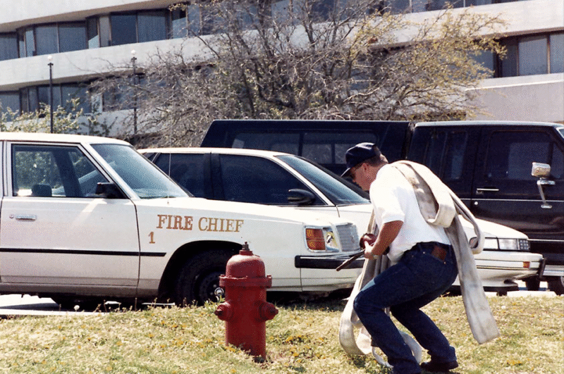 Fire Chief Hooking Up Hydrant at Oklahoma Fire Chief's conference